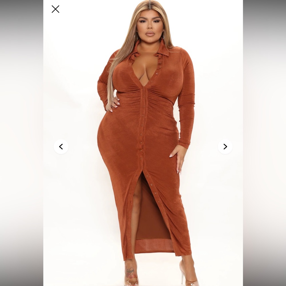 Fashion Nova silky, smooth, long sleeve slinky maxi dress - Picture 2 of 7